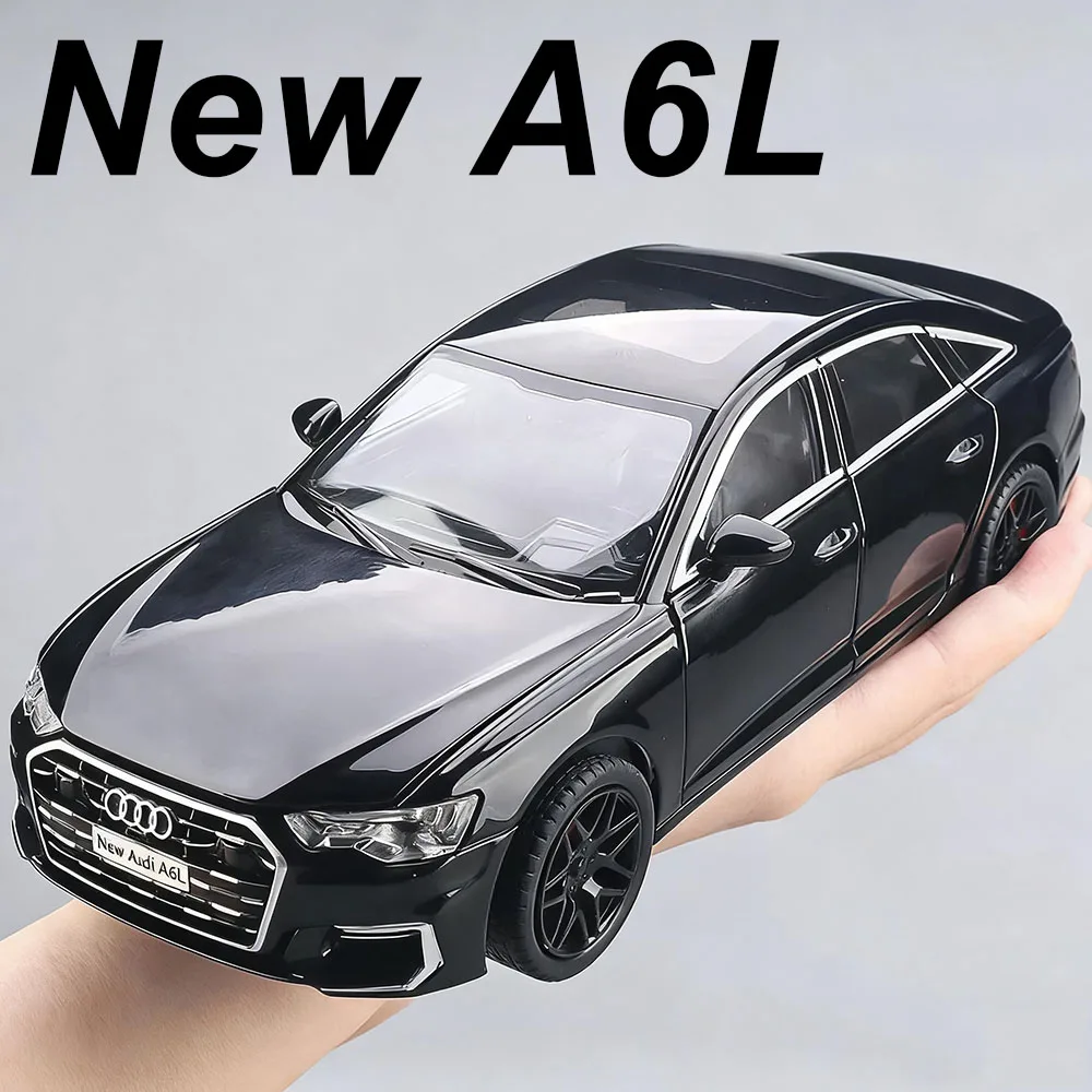 1/24 Scale A6 Diecast  Alloy Toy Car Models Shock Absorption Simulation Interior with Pull Back Sound Light Vehicle Decorations