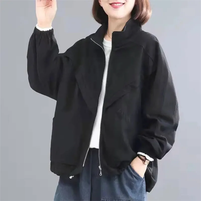 Chaqueta de manga larga para mujer, abrigo holgado de Color liso, estilo coreano, primavera y otoño, novedad de 2024