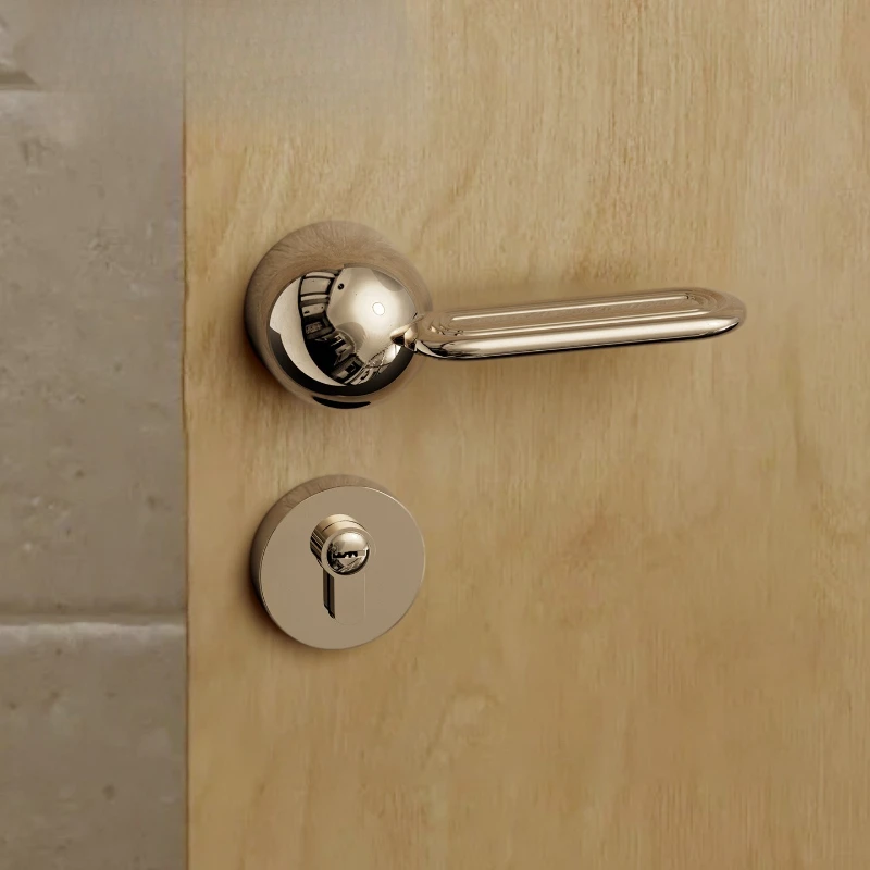 Titanium Silver Silent Magnetic Lock Interior Door Lock Minimalist Personality Lock Door Handle