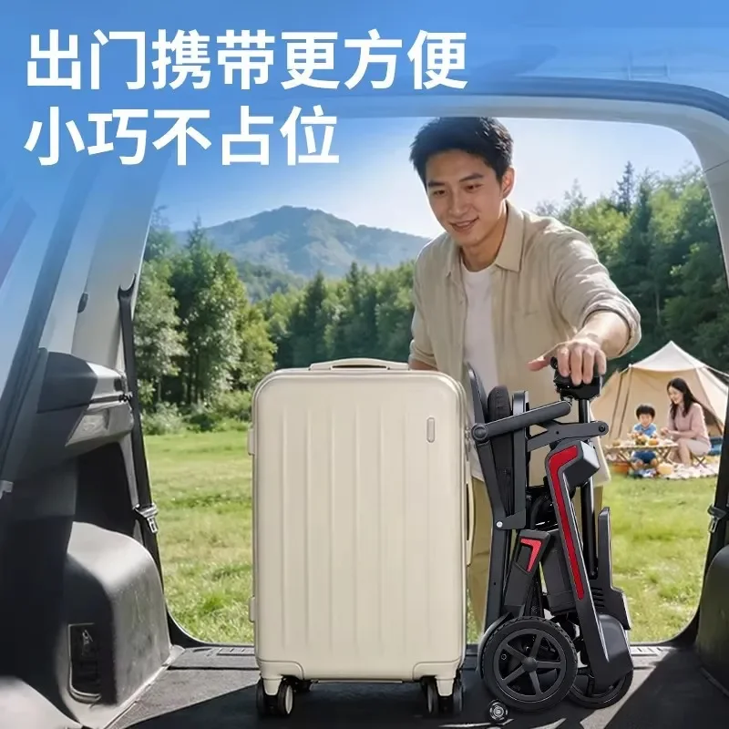 Lightweight Folding Four Wheel Electric Scooter for Seniors Portable Travel Mobility Aid Compact Moped Suitable for Airplane