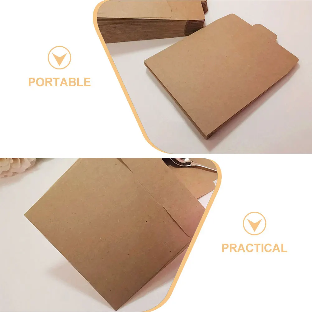 100Pcs Cd Envelopes Kraft Paper Greeting Card Packaging Bags Self Seal Small Envelopes for Invitations Business Cards Wedding