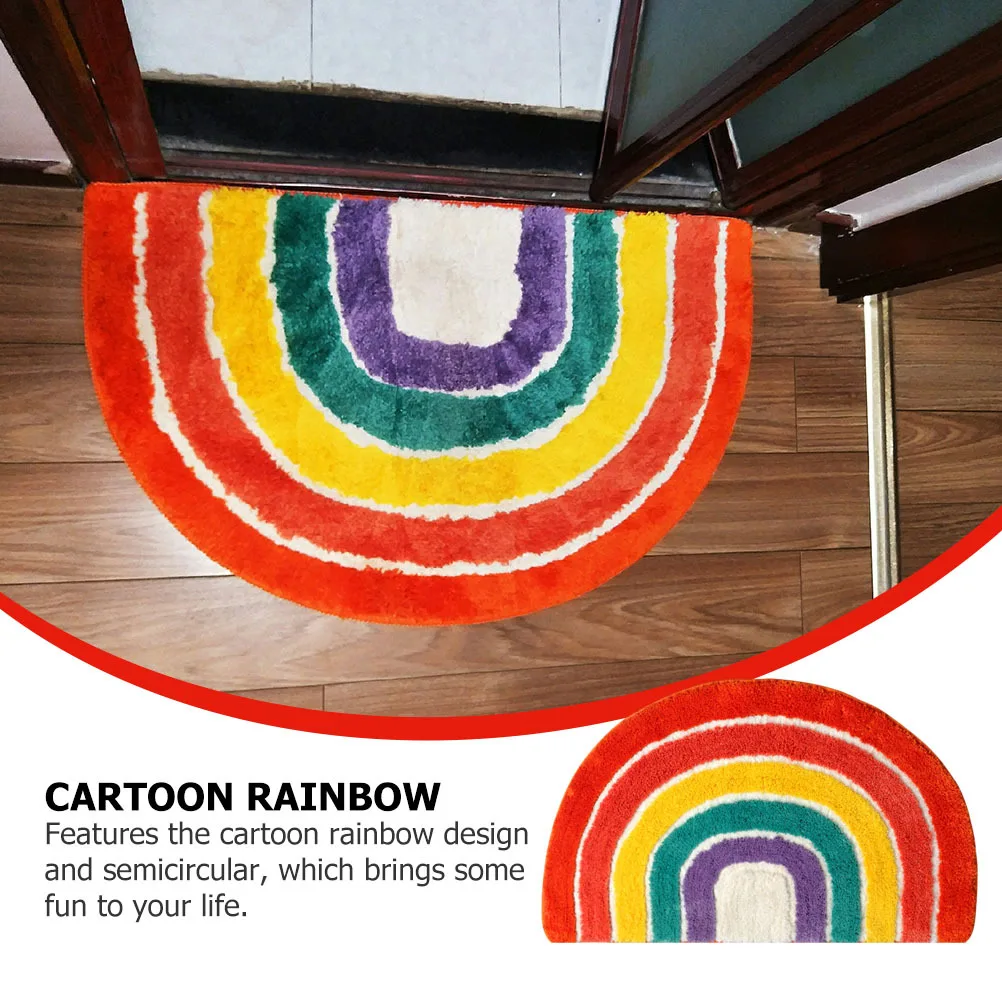 

1Pcs Colorful Mat Cartoon Anti-Slip Semicircular Non-Skid Soft Absorbent Home Bathroom Mat