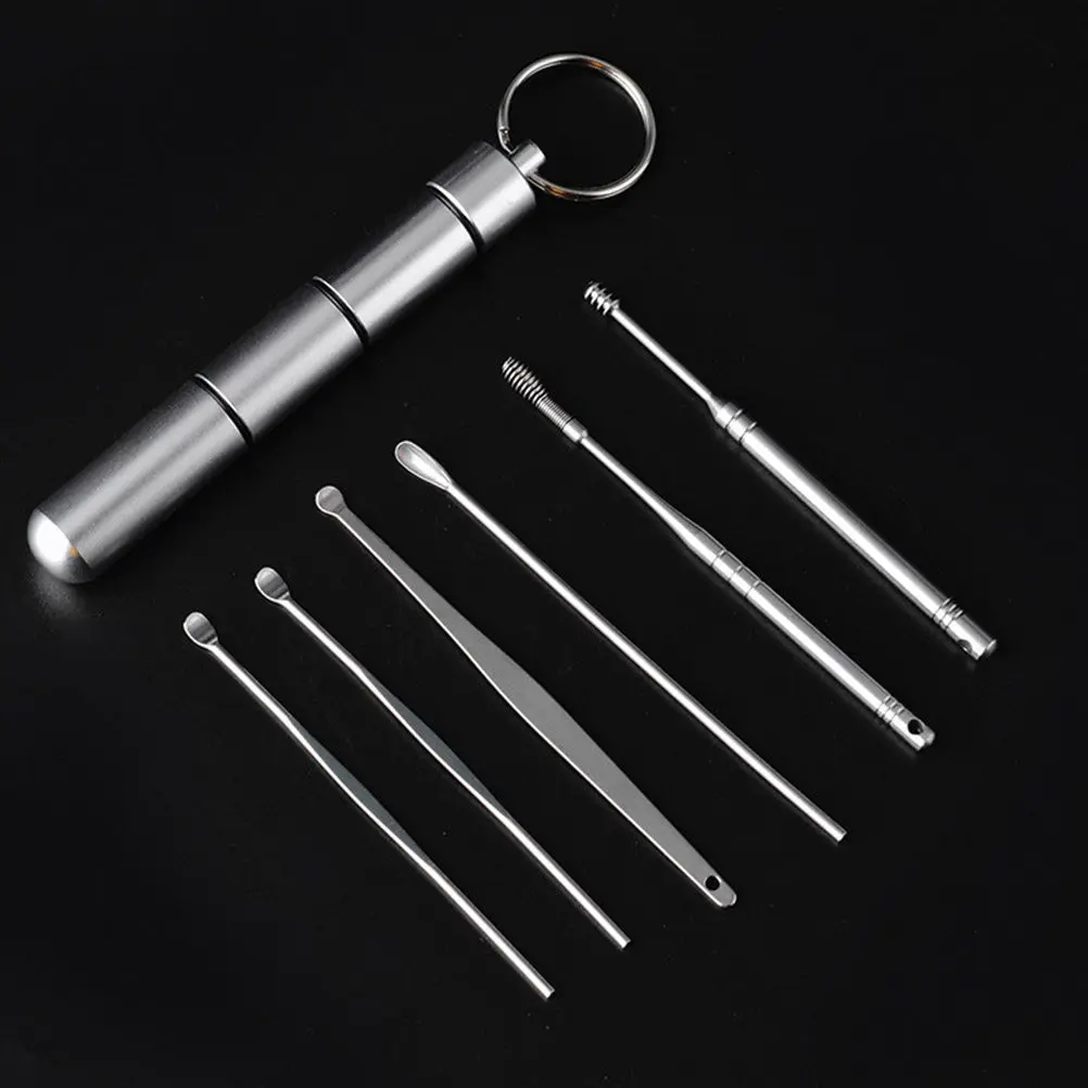 

Набор из 6 инструментов для чистки ушей из нержавеющей стали, портативный, безопасный, с нескользящей ручкой, для ухода за ушами