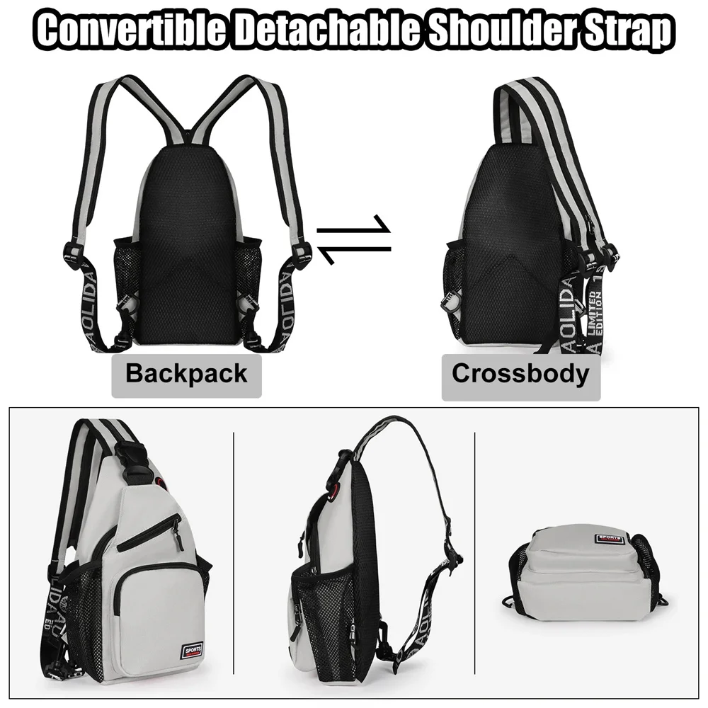 Damen-Brusttaschen, verstellbarer Rucksack und einzelne Umhängetasche mit Kopfhörerloch, für Mädchen, kleine Sport-Reise-Messenger-Oxford-Tasche – Detail 3