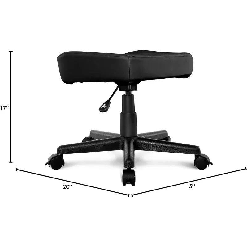 Reposapiés otomano con tapicería de cuero PU, altura ajustable y ruedas giratorias para oficina y sillas de juegos