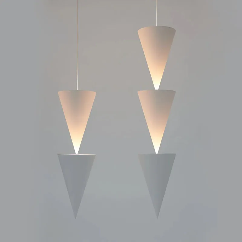 

Newly designed conical white pendant lights postmodern minimalist bedroom loft decoration hanging lamp creative home Chandelier