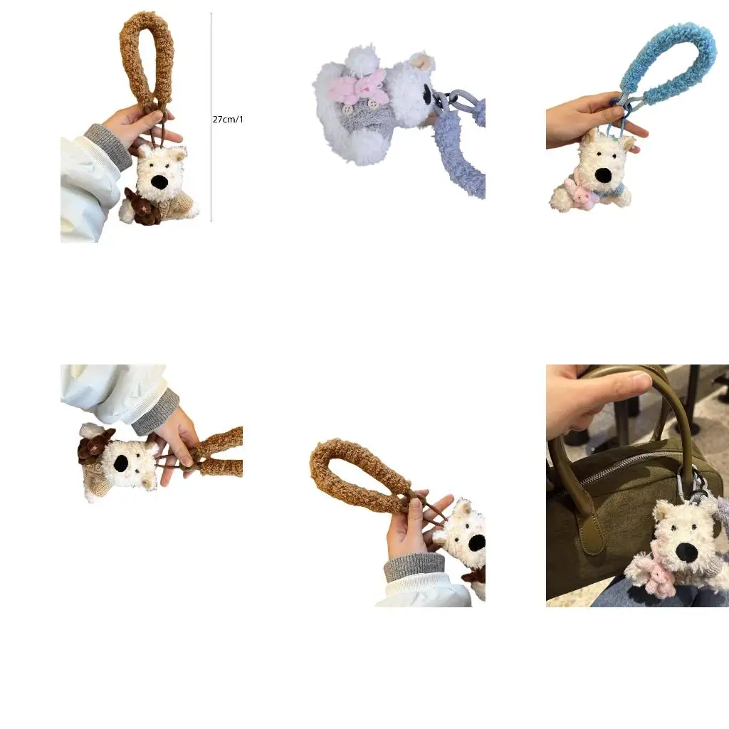  Soft Wests Highland Dog Plush Keychain for Trendy Bags Handmade Keyring Pendant
