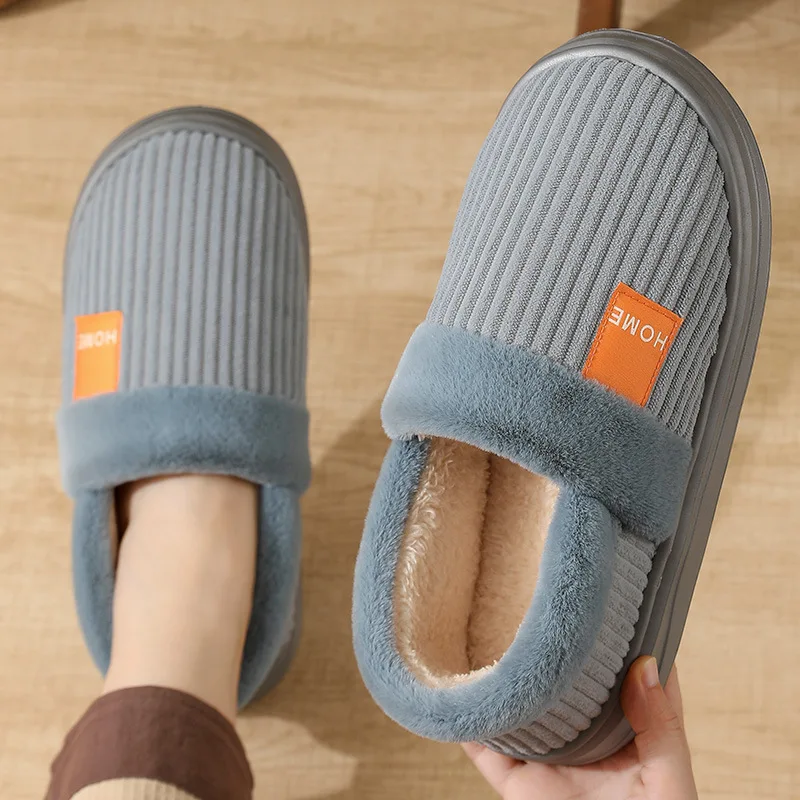 Herren-Winterhausschuhe in Übergröße, Warme Baumwoll-Pantoffeln mit Plüschfleece-Futter, Dicke Sohle, Rutschfeste Indoor-Schuhe – Detail 18