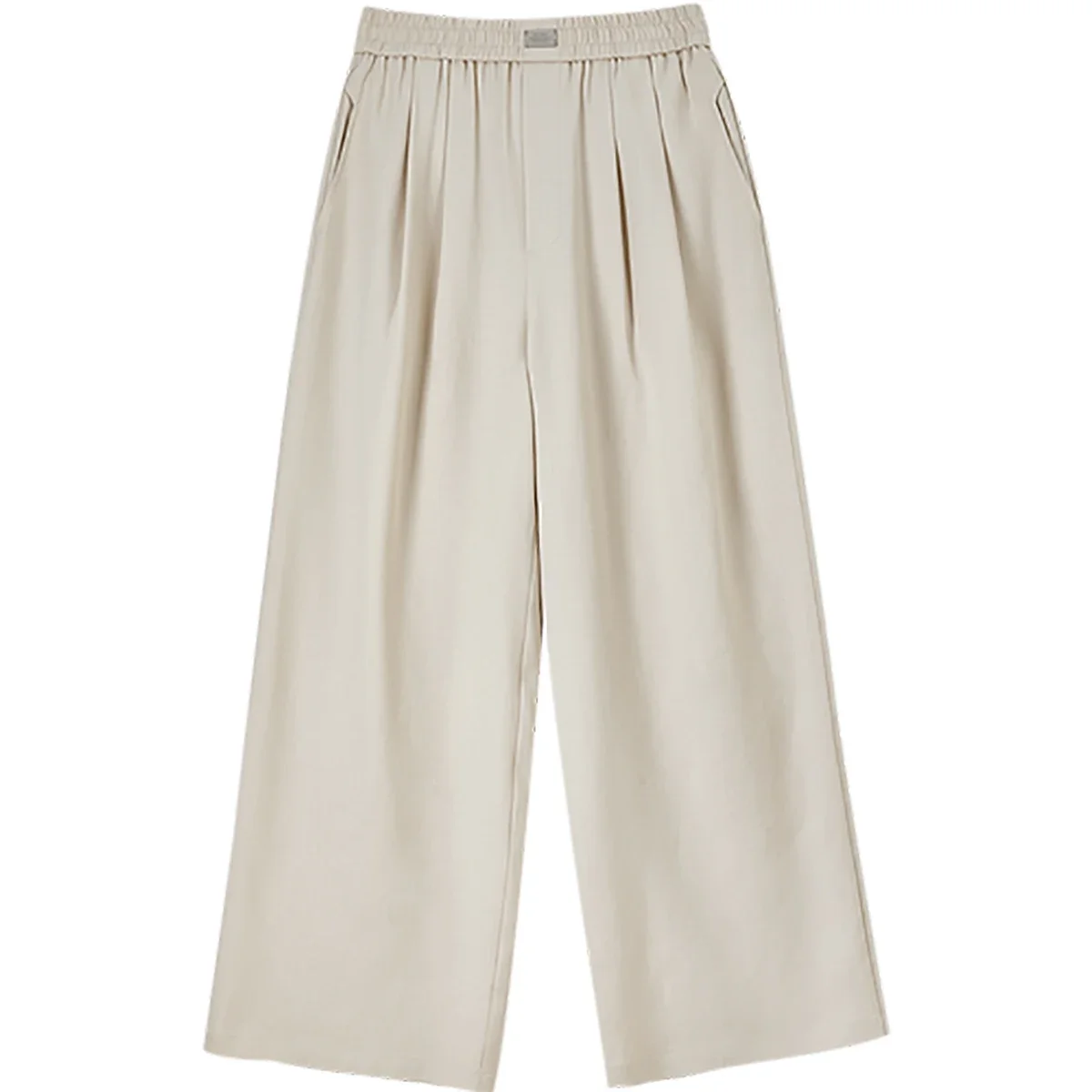 Spodnie damskie SENTUBILA, proste, na wiosnę i lato 2026, luźne, jednolite, z elastyczną talią, z zakładkami, kieszeniami, oddychające, model 152K57020