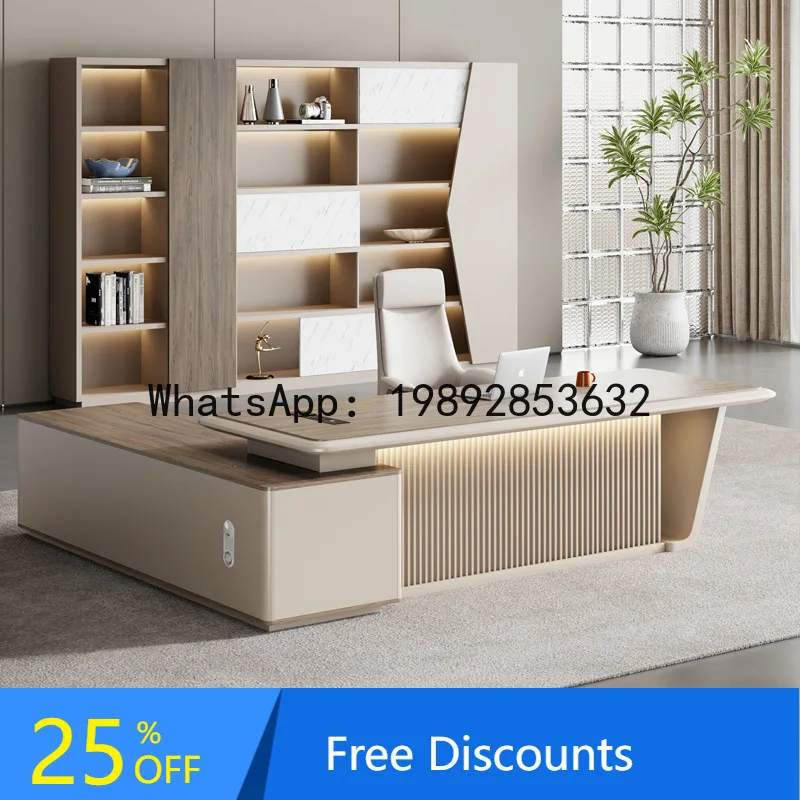 

CZ Office Desk and Chair Set Modern Executive Manager Desk and Chair Fashionable Lacquered Large Desk