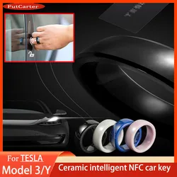 For Tesla Model 3 Model Y Smart Key Ring Accessories NFC Ceramic Ring Replace Car Key Card Key Fob Made With Original Card Chips