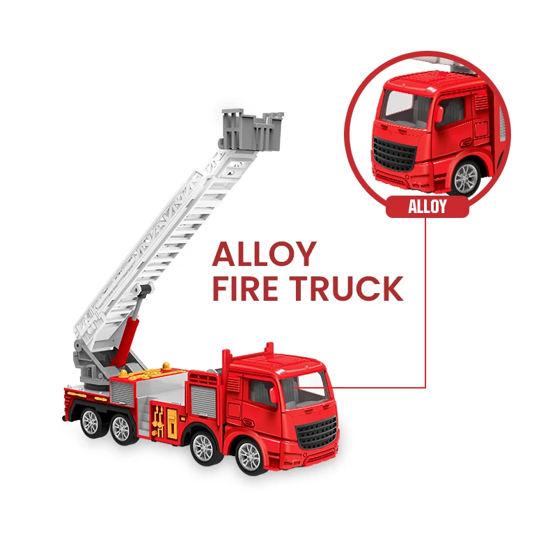 1:55 Diecast Modello di Camion Dei Pompieri Simulazione Tirare Indietro Scaletta Antincendio Auto di Salvataggio Giocattoli Inerziali Per Bambini Camion Pompiere