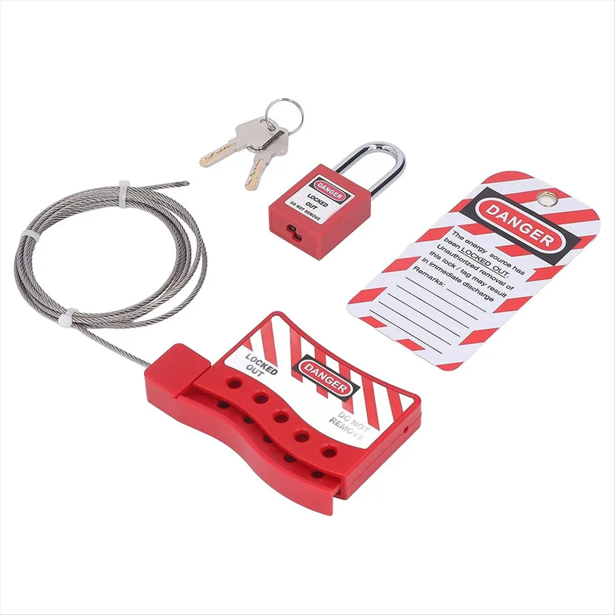 [T28C] Lockout Tagout Cable Lock -Temperature, Handled Door Valve Switch Locks Electrical Plug Lockout Device