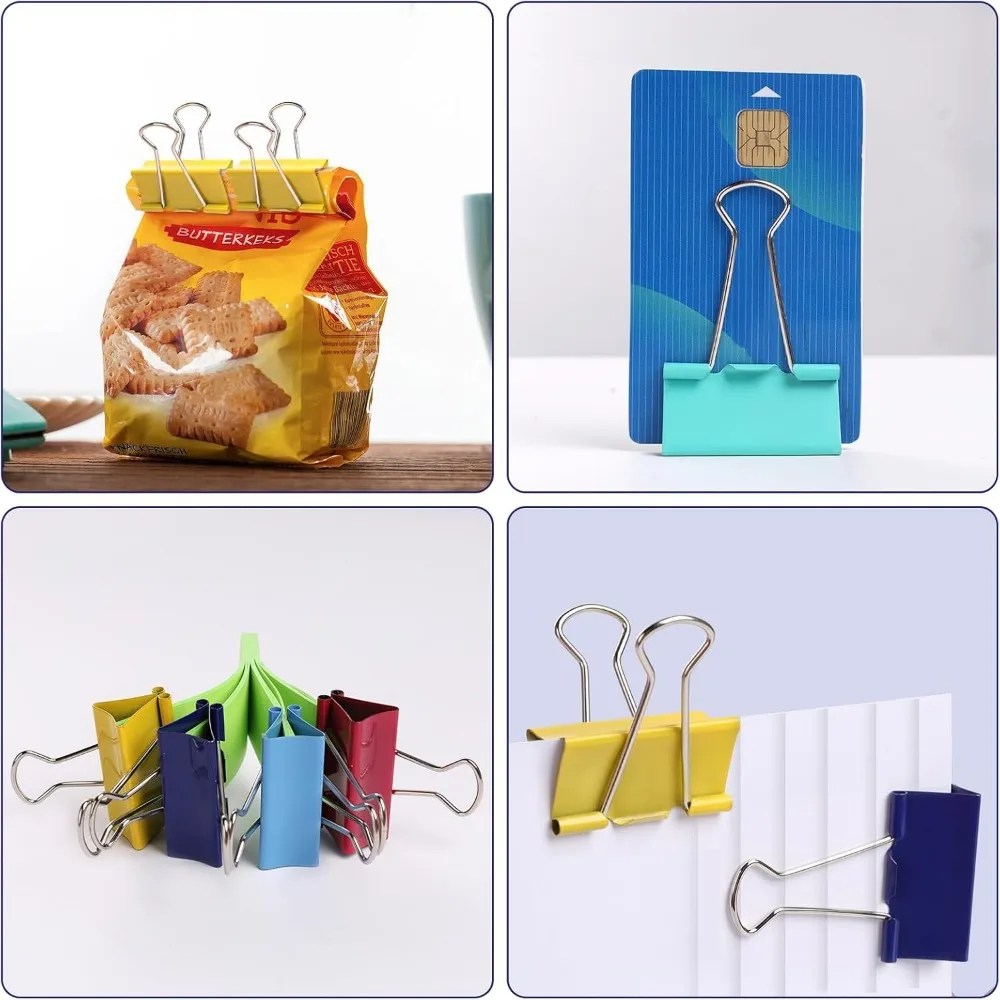 Large Binder Clips 1.6 Inch (36 pcs), Colored Big Paper Clips for Office
