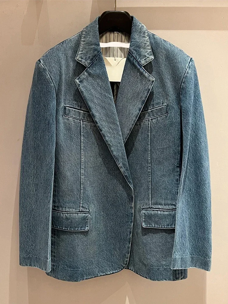 Denim suit jacket Female 2023 spring new loose cool girl jacket top