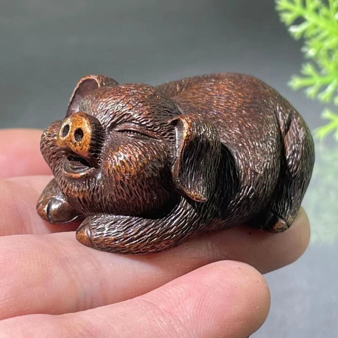 Solid Zodiac Pig Laughing Pig Tea Pet Tea Ceremony, Study Room, Press Paper, Copper Plated Pig Weight, Home Furnishing