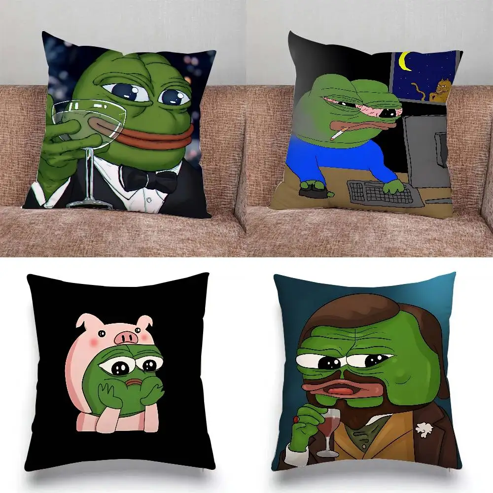 مضحك P-Pepe الضفدع حزين كيس وسادة رمي غطاء وسادة الشمال خمر نمط وسادة تغطي غرفة المعيشة المنزلي أريكة الأريكة مقعد ديكور