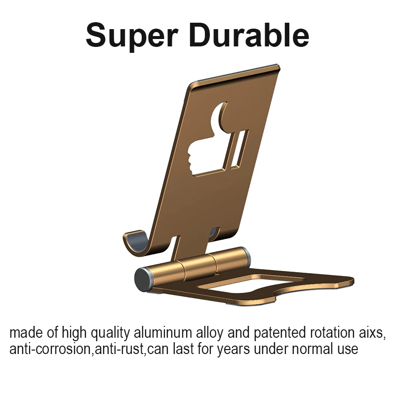 Подставка для телефона из алюминиевого сплава с одним сложением, стойкая к коррозии и ржавчине, прочный держатель для смартфона, универсальная подставка для планшета для дома и офиса