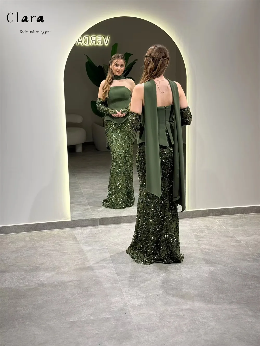 Clara Custom-made Tube Top Woman Dresses for Wedding Party Dresses Luxury 2025 Off-shoulder Fishtail Shiny Gala Dress Evening