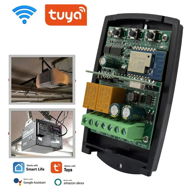 

TUYA WIFL 433МГц Пульт дистанционного управления воротами Умный приемник-переключатель для открывания гаражных ворот AC DC 7-32V 85-250V 433,92МГц фиксированный подвижный код