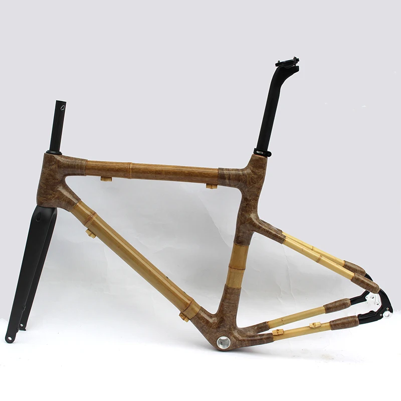 Naturefly Bamboo Road Gravel Frame Disc Bike Frameset Bicycle Parts Thru Axle 142x12 700c