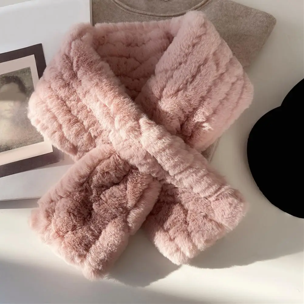 

Мягкий шарф из искусственного кроличьего меха, красивый зимний шарф, уютный зимний шарф из искусственного меха кролика для женщин, мягкий плюшевый короткий шарф