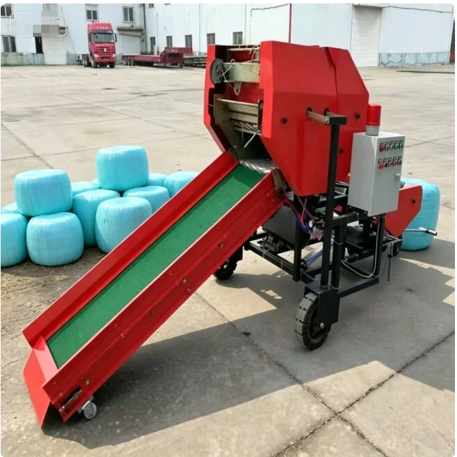 Small Round Tractor Mounted Electric/Diesel Driven High Density Hay Baler Agricultural Corn Straw Green Storage