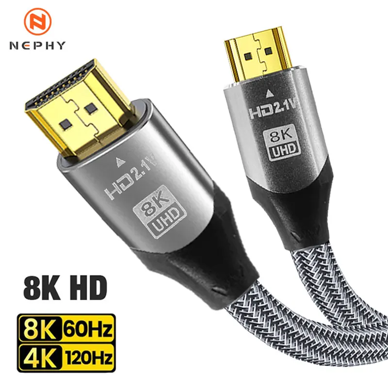 8K HDMI Cable HDMI 2.1 Digital HD UHD Ultra-high Speed 8K@60Hz 4K@120Hz 2K@144Hz for PS5 TV Projectors Monitor Blu-ray 1M 5M 12M