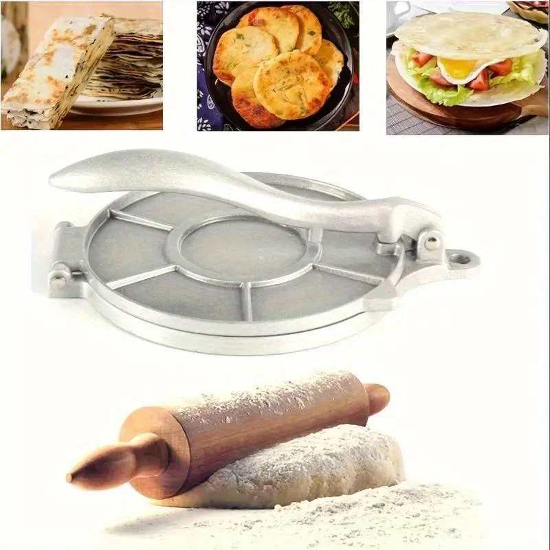 16cm Tortilla Press Maker Aluminium Alloy Manual Corn Tortillas Dough Pressing Tools Kitchen Bakeware Cooking Accessories