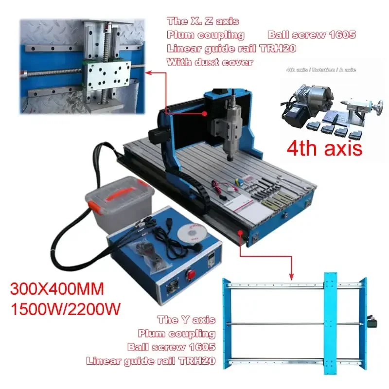 

CNC Router 3040L 3Aixs 4Axis 1.5KW 2.2KW Metal Engraving Milling Machine Linear Guideway