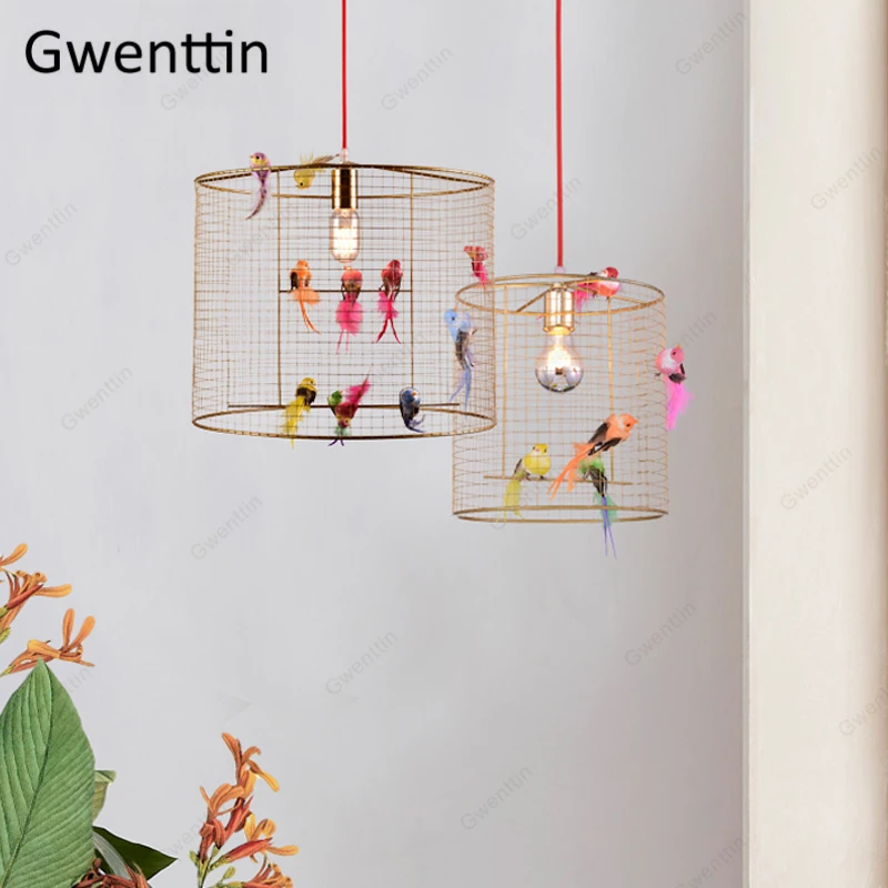 criativo bird cage pendant light nordic loft home decor lampada suspensa para sala de estar e quarto luminarias led modernas 01