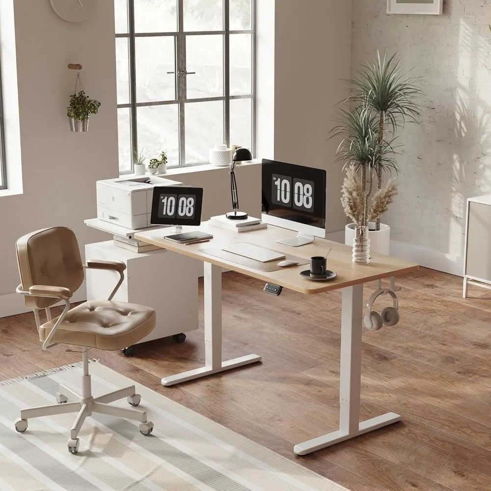 

Electric Standing Desk Adjustable Height, 55 x 24 Inch Sit and Stand Desk, Home Office Desk, Ergonomic Workstation Computer Desk