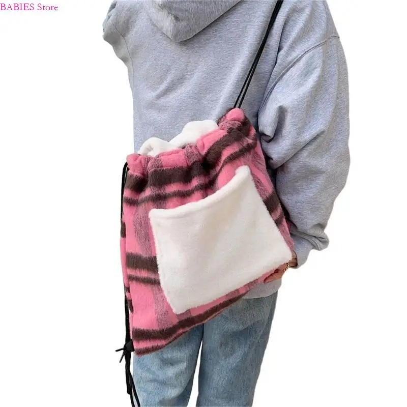 

C9GB Women Bags Large Capacity Drawstring Backpack Autumn Winter Casual Shoulder Bag