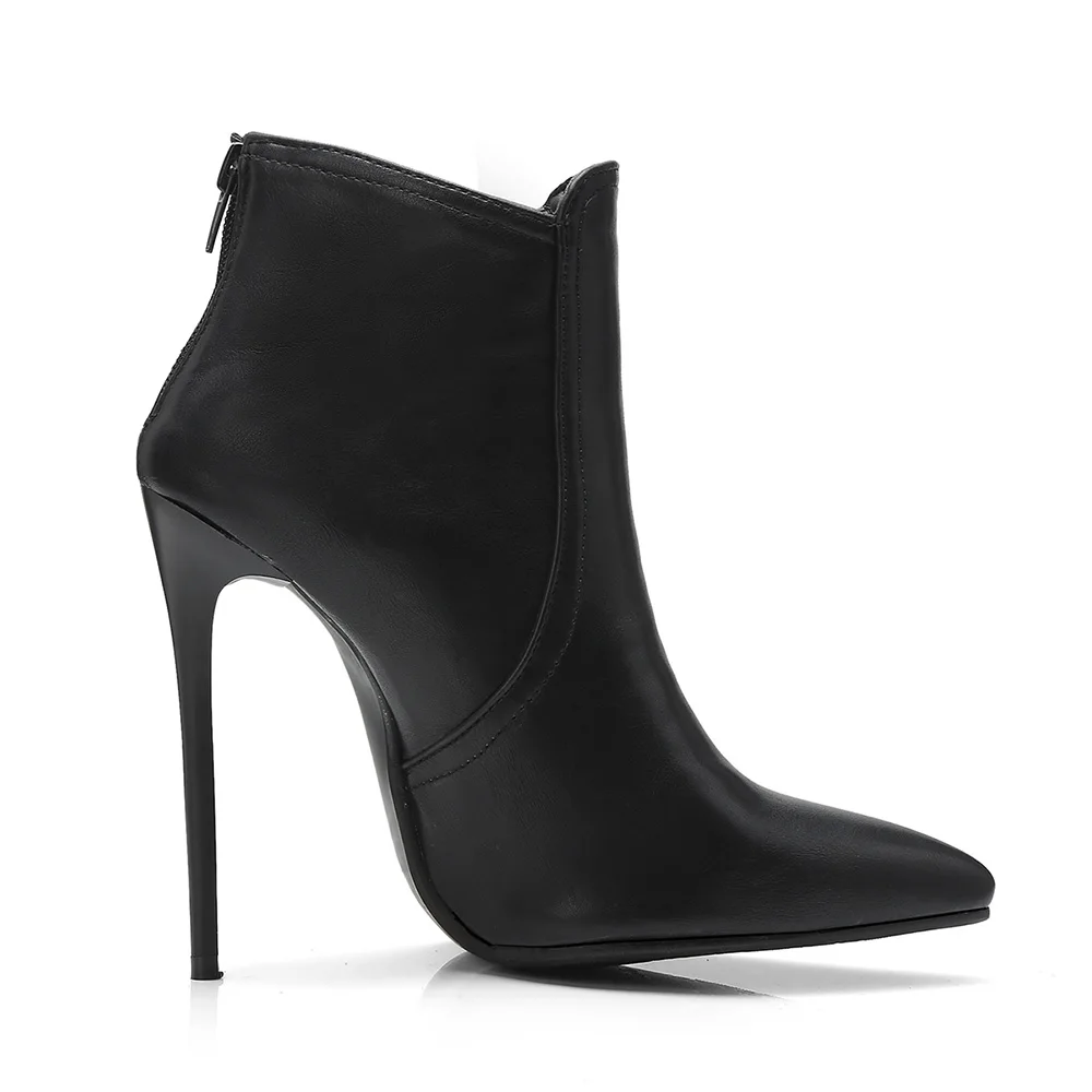 Brand New Glamour Gray Black Women Ankle Nude Formal Boots Sexy High Heels Office Lady Shoes S273 Plus Big Size 10 46 48