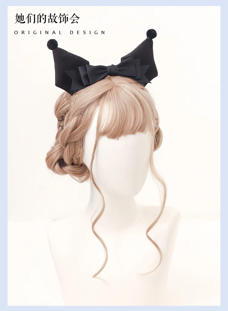 Kawaii orelhas bandana laço arco cabeça envoltório lolita festa cosplay empregada cocar feminino meninas anime acessórios de cabelo