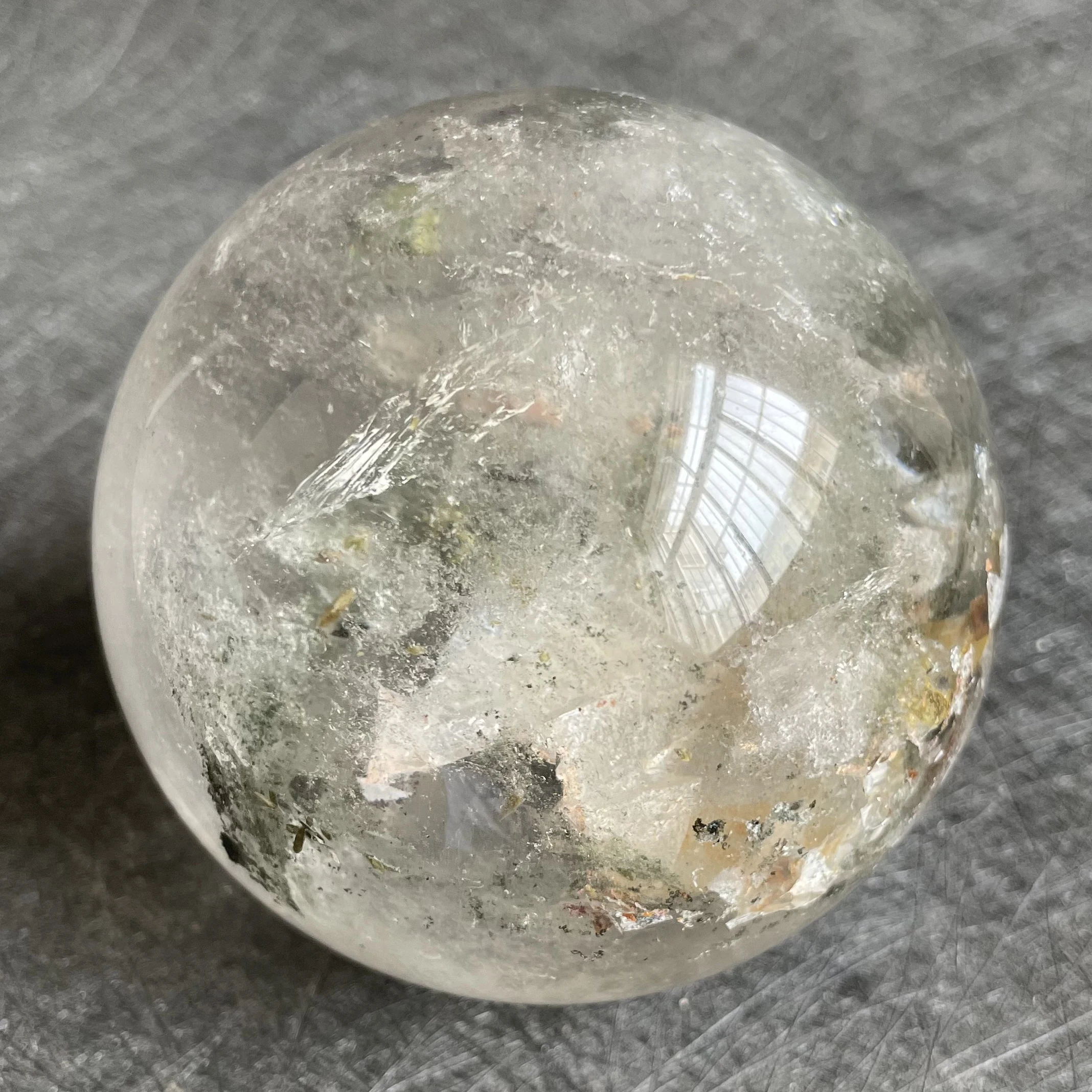 588g Natural Crystal Ball Green Phantom Decoration Polished Quartz Sphere Reiki Healing