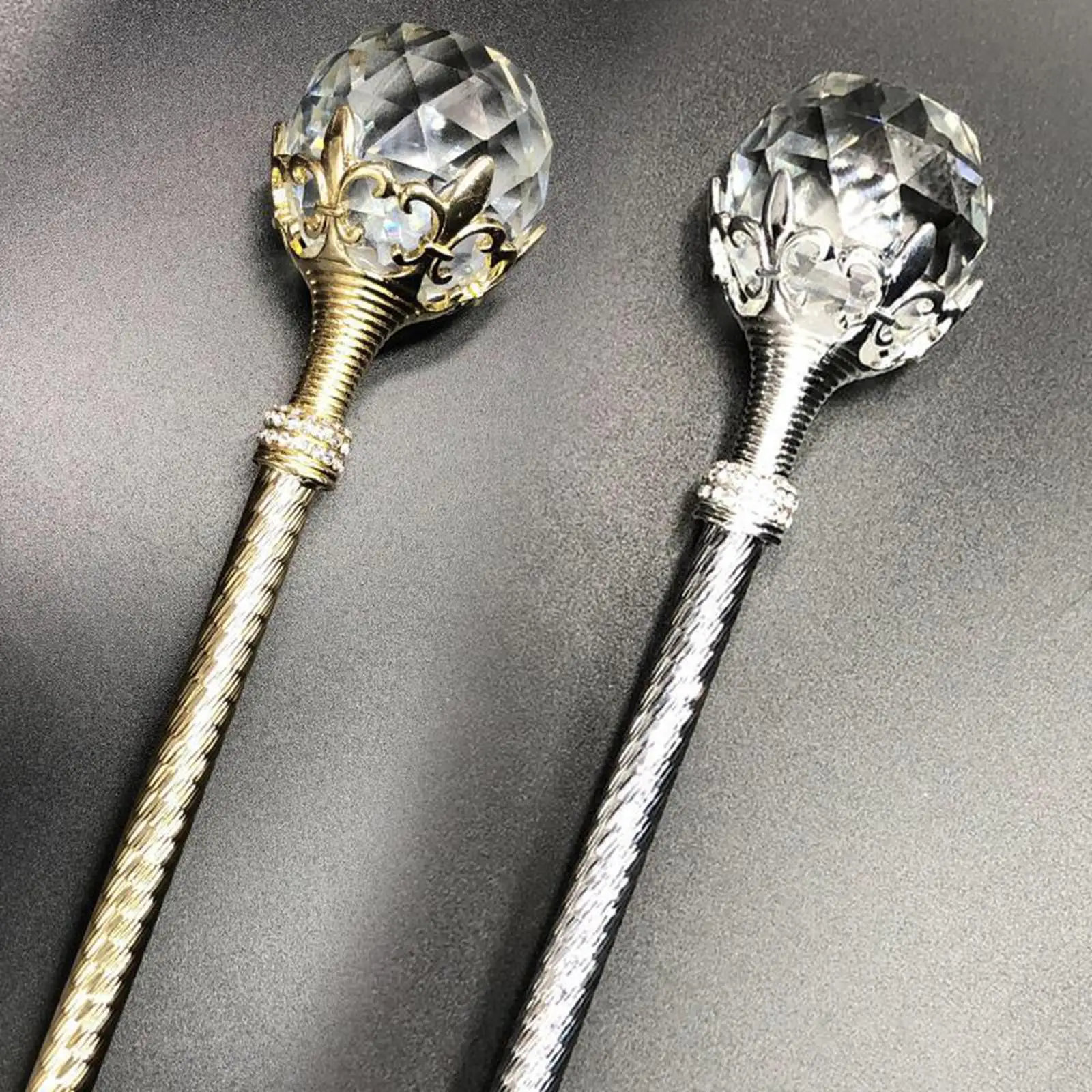 Cosplay Pageant Crystal Ball Fairy Wand Walking Stick Cane Wedding Props Gifts Princess Scepter