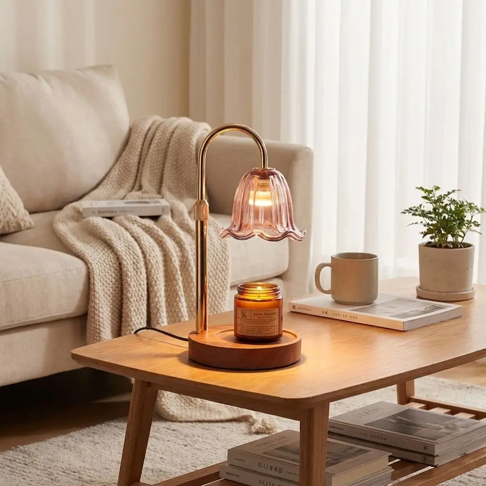 Minimalist Luxury Adjustable Height Aromatherapy Lamp Timer Vintage Candle Warmer Lamp 4 Speed Scented Candle Melter Learning
