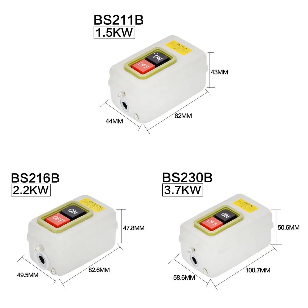 BS-211/216/230 Metal Button Switch Control Box Power Three Phases Electrical Equipment 250/380V 1.5/2.2/3.7/7.5KW