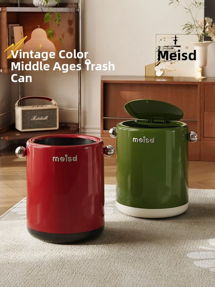 meishi-da-luxury-simple-vintage-style-trash-can-13l-capacity-round-body-for-bedroom-and-living-room-home-cleaning-tool
