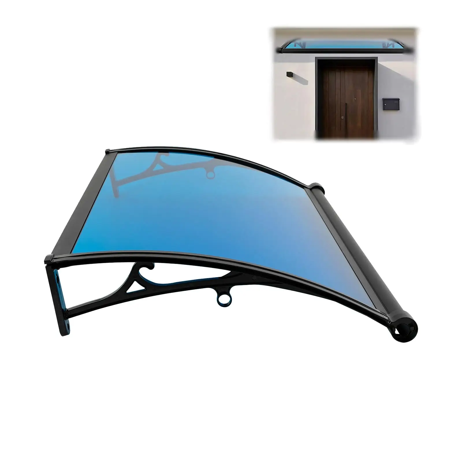 

Window Door Awning Canopy Overhang Awning Exterior for Rain Sun Snow Awning Canopy for Window Patio Door Garage Balcony (Blue)