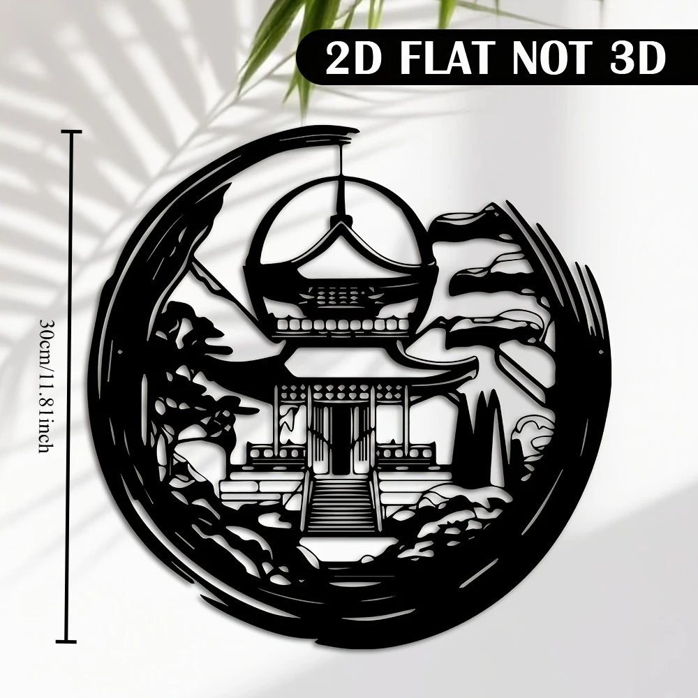 CIFBUY Oriental Landscape Metal Wall Art Waterproof Durable Zen Decor For Home Living Room Bedroom Office Interior Wall Decor
