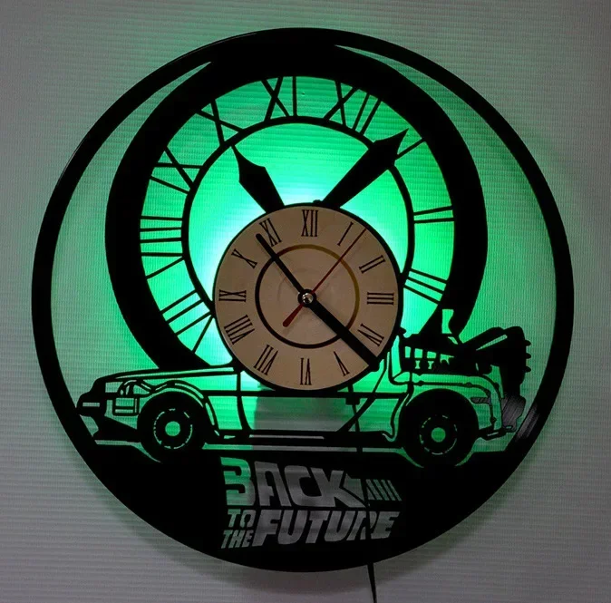 Creative LED Vinyl Record Clock Gift Back To The Future Record Wall Clock Home Decoration Remote Control 7 Colors