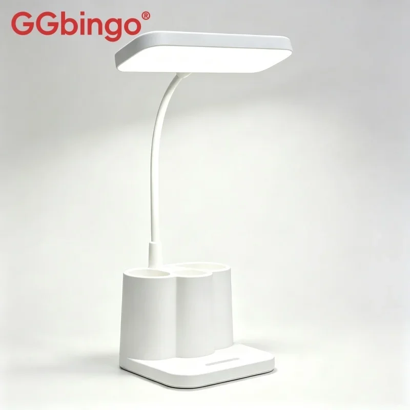 GGbingo Rechargeable USB Table Lamp Desk Light with Pen Holder Phone Holder Eye Protection Reading Lamp for Home Study Office
