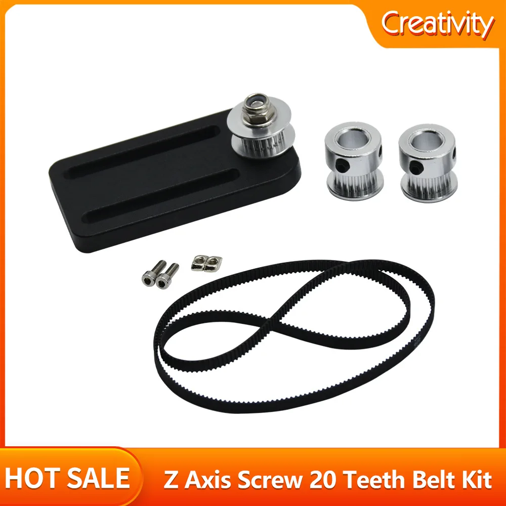 Dual Z Axis Lead Screw Aluminum Kit Timing belt width 6mm Gear 20 teeth for CR10 Ender3 3D Printer Part 622mm 752mm Belt