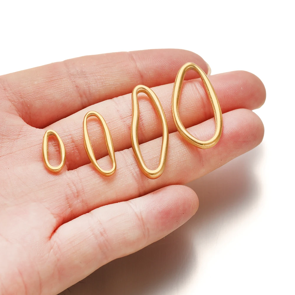 5 Stück Edelstahl-Anhänger in unregelmäßiger ovaler Form für DIY-Schmuckherstellung, Ohrringe, Halsketten-Verbinder, Armband-Zubehör – Detail 5