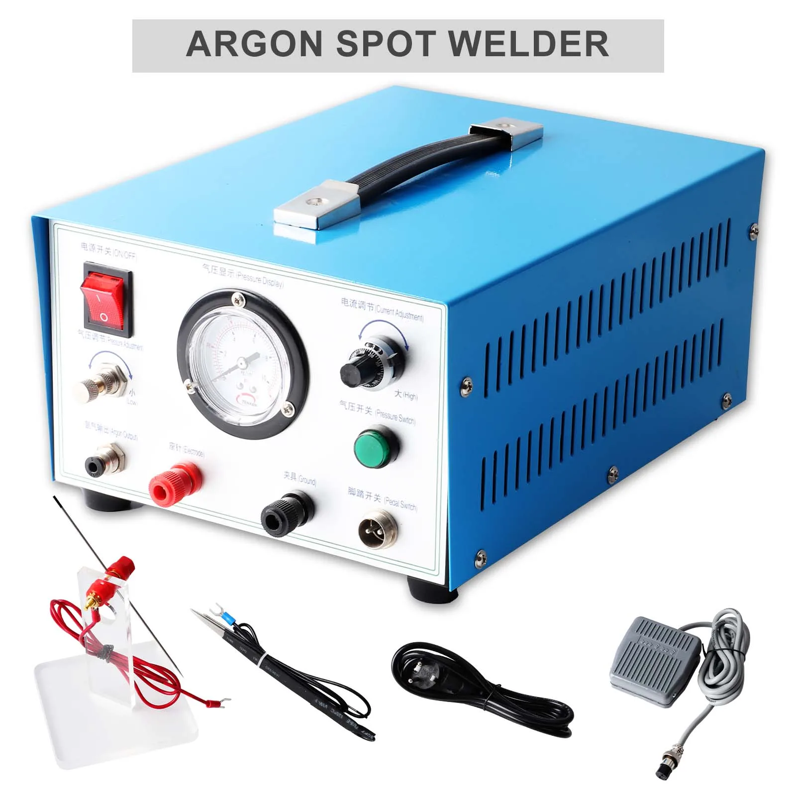 

Jewelry Argon Spot Welding Machine - Adjustable Pulse Sparkle Welder 450W High Power Anode Cathode Interface Soldering Tools