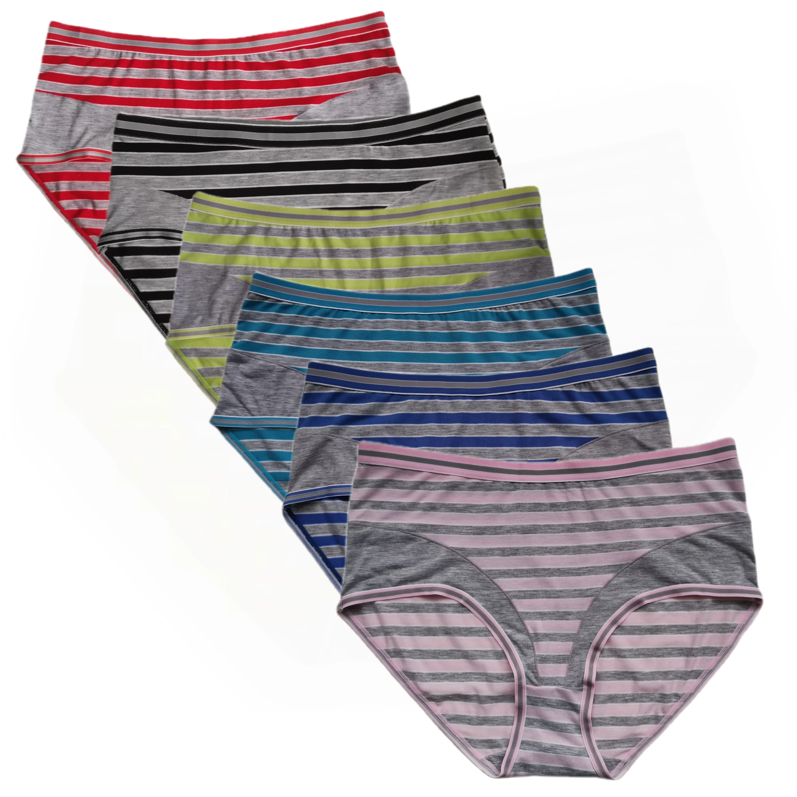 Striped Women's Panties Plus Size Cotton Briefs Mid-rise Woman Underwear Stripe Panty Oversized Women's Underpants 6pcs/lot