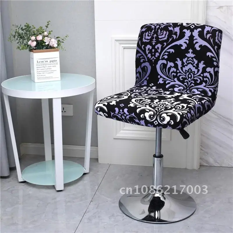 

Barstool Seat Case Short Stretch Low Back Printed Bar Stool Cover for Cafe Dining Room Polyester Spandex Home Decor Chair Covers