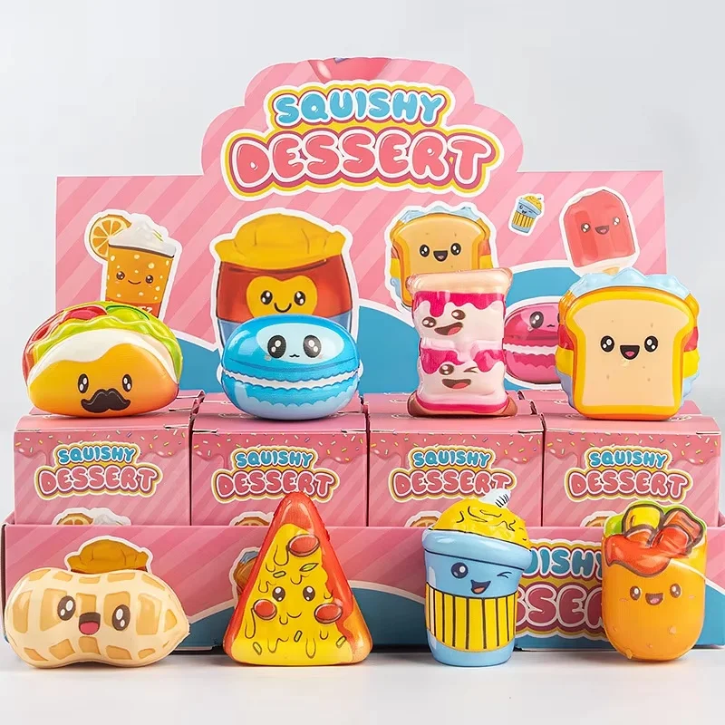 

12pcs Set Slow Rebound Food Mystery Blind Box Cute Animal Cartoon Simulation Collectible Stress Reliever Fidget Squeeze Toy